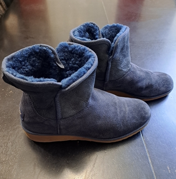 UGG Women's Kristin Blue Suede Ankle Booties Size 7 (37/38) - Picture 6 of 9